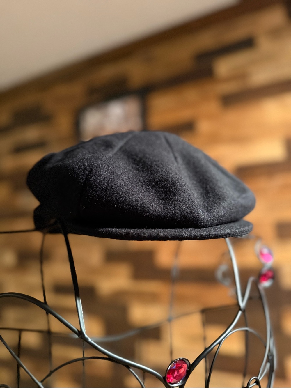 Vintage CAPAS Headwear NY 100% Wool Newsboy Cap Black Size Large Made in USA
